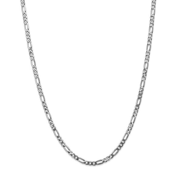 4mm, 14k White Gold, Flat Figaro Chain Necklace, 24 Inch - Picture 3 of 8